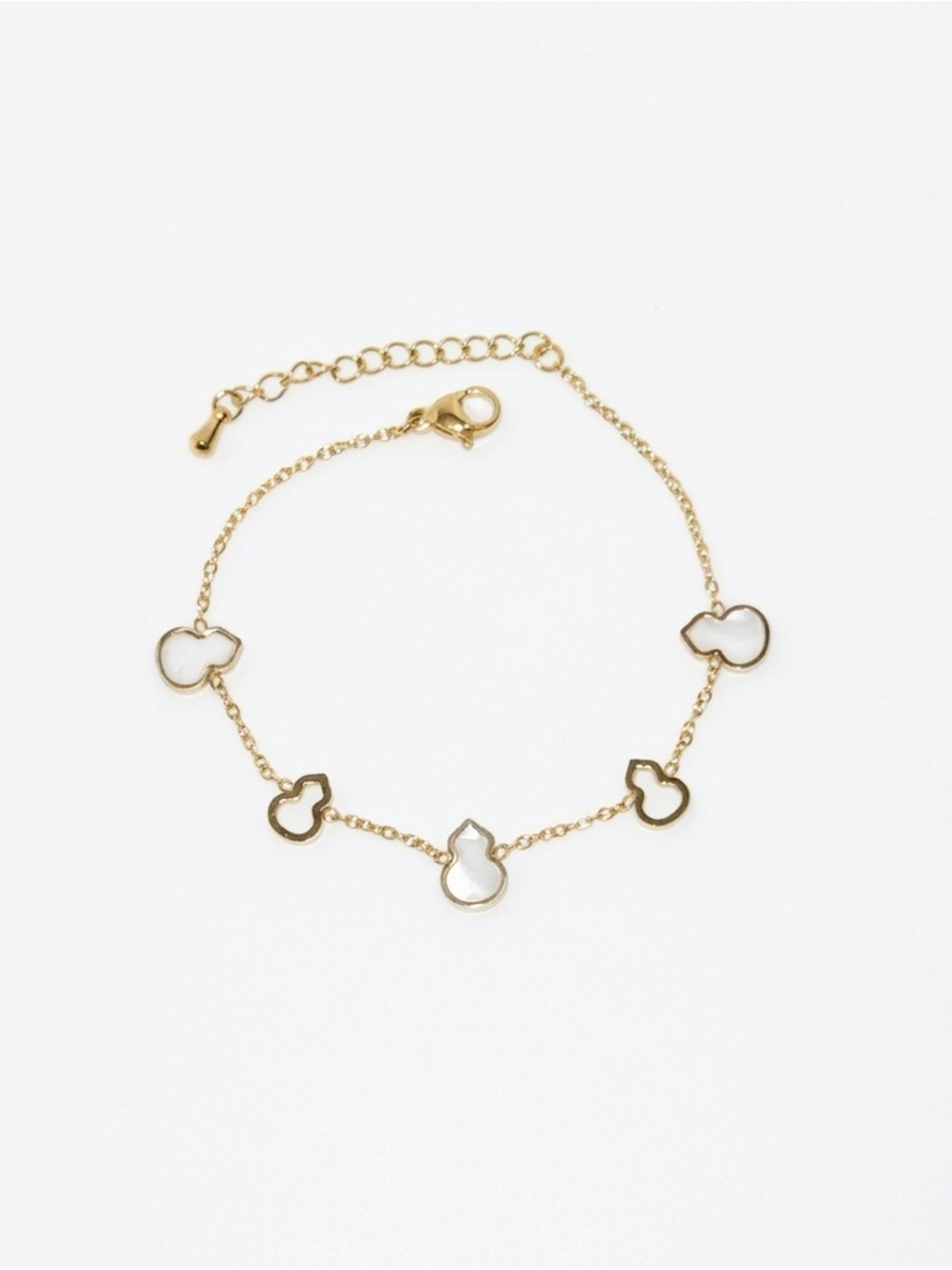 Delicate Gold Charm Bracelet - White Accents - Picture 5 of 5